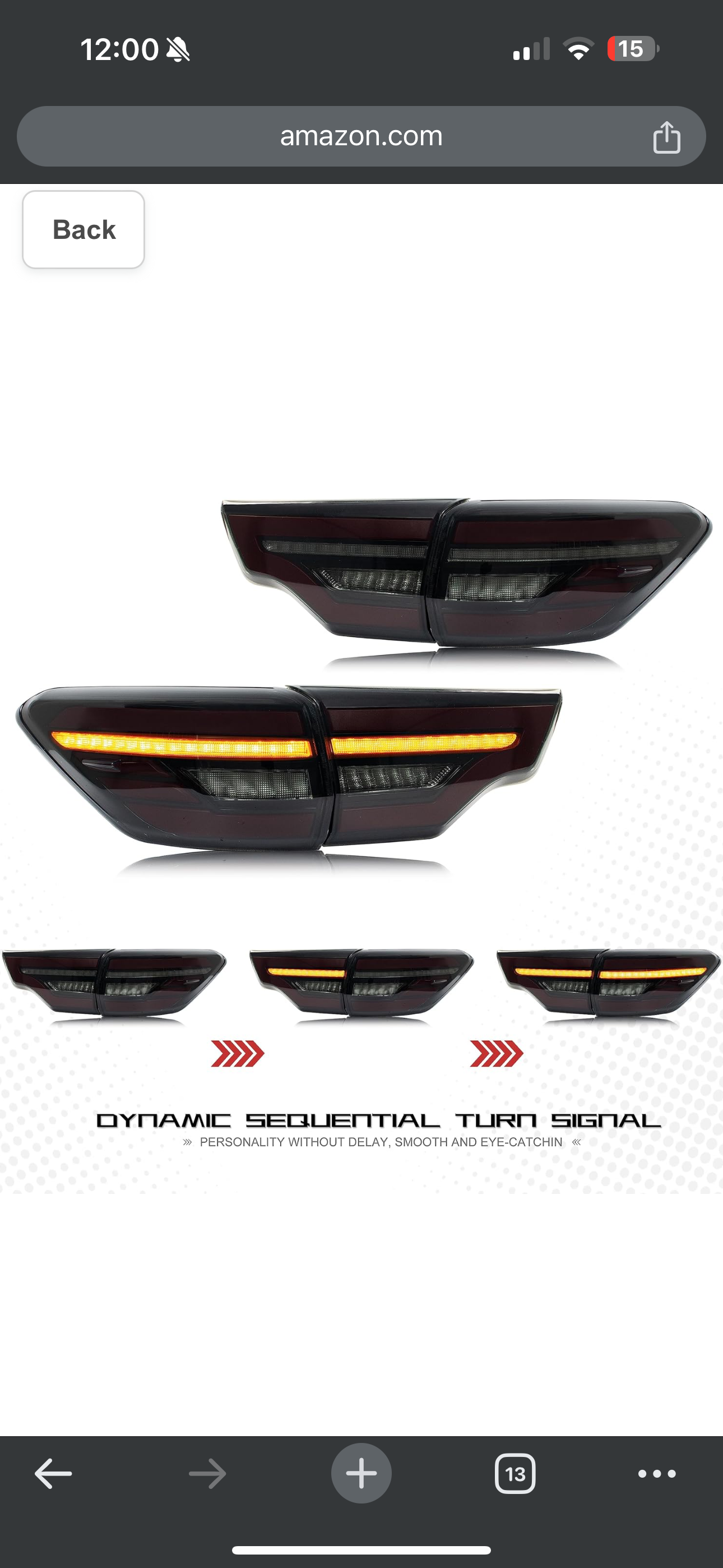 V2 LED BLACK Taillights for Toyota Highlander 2014-2019 Sequential Signal, Start Up Animation Set