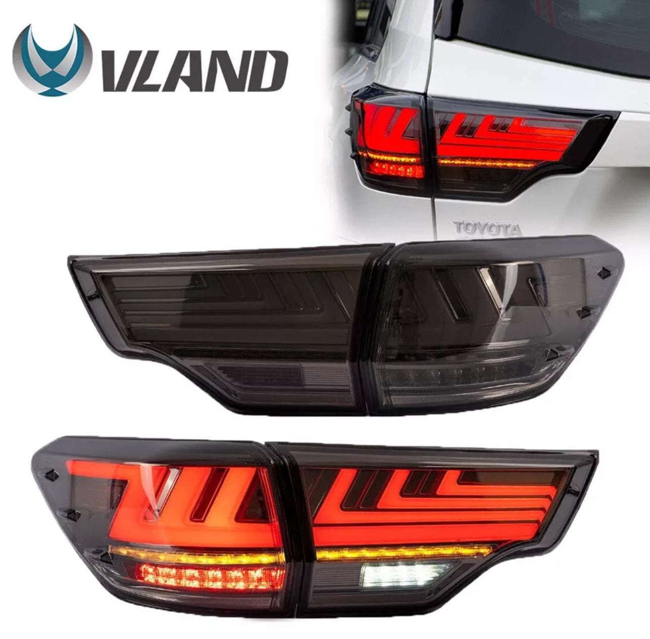 VLAND LED TAILLIGHTS FOR 2014-2019 Toyota Highlander w/Start Up Animation Set