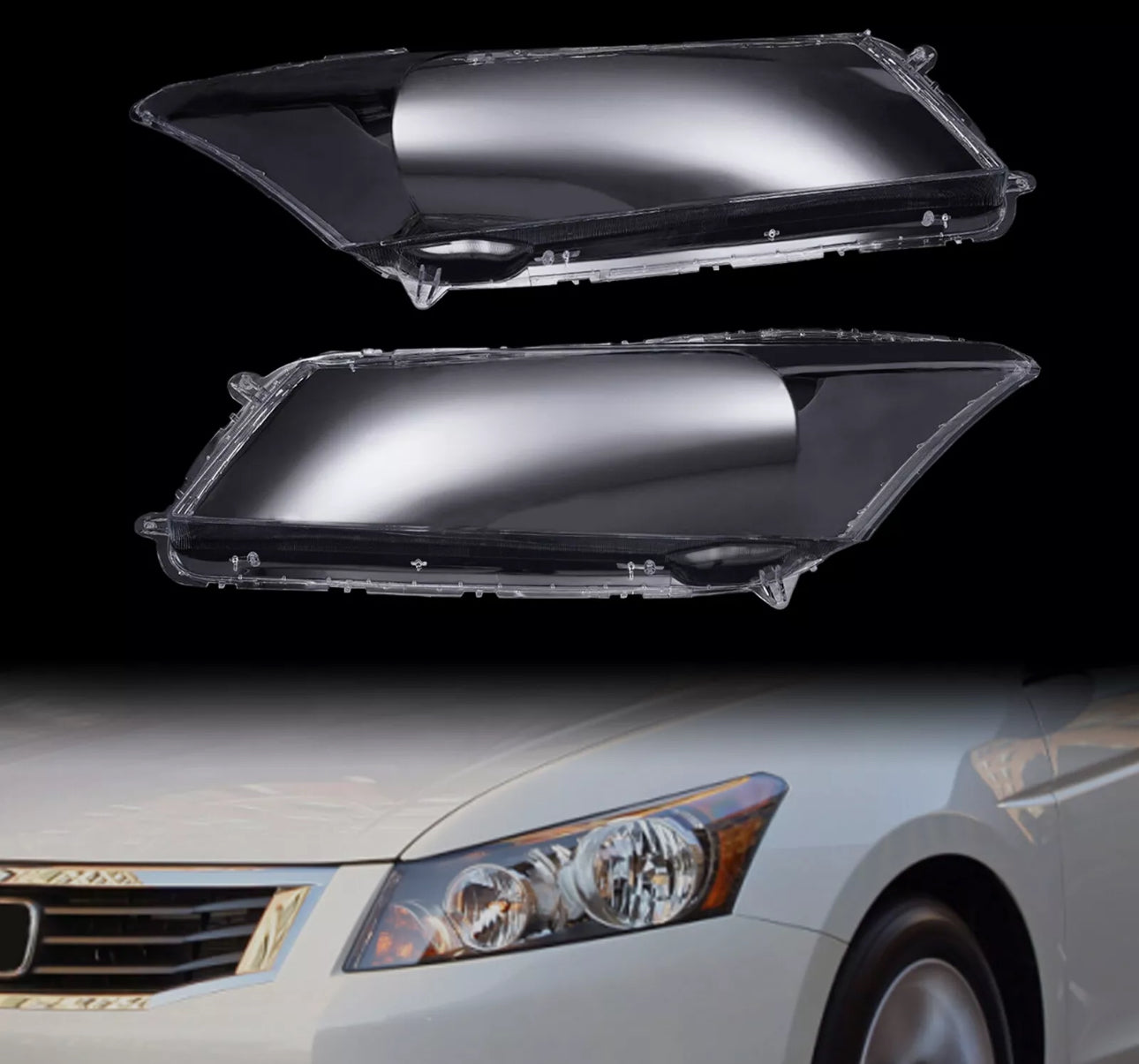 For Honda Accord 2008-2012 Clear Left+Right Headlight Cover Headlamp Lens