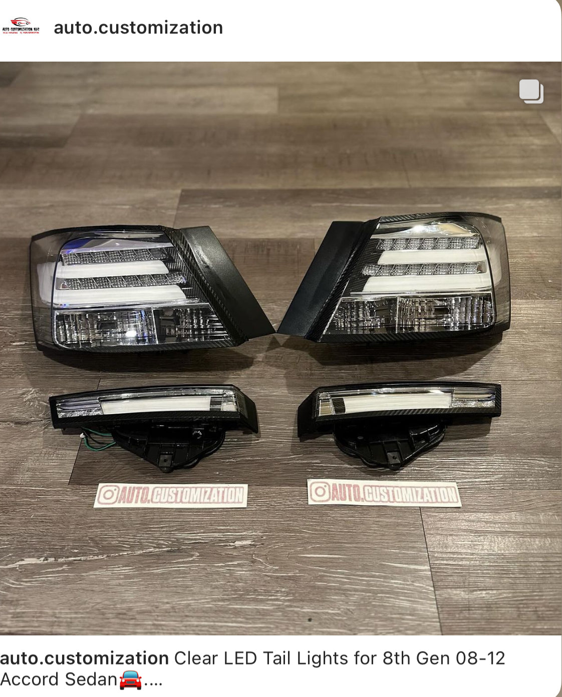 08-12 Accord Sedan Color LED Tail Lights with Inspire Trunk Set of Lights.
