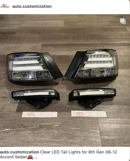 08-12 Accord Sedan Color LED Tail Lights with Inspire Trunk Set of Lights.