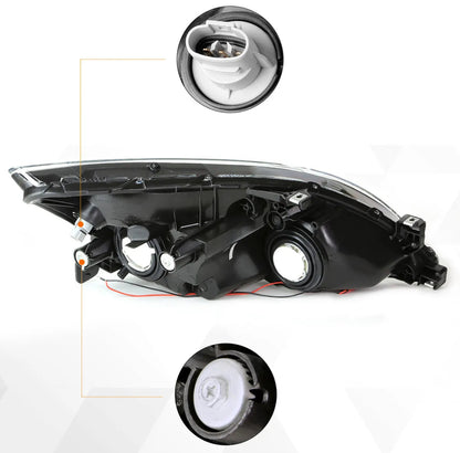 For 03-07 Honda Accord LED DRL Chrome Housing Clear Corner Headlight/Lamp Pair
