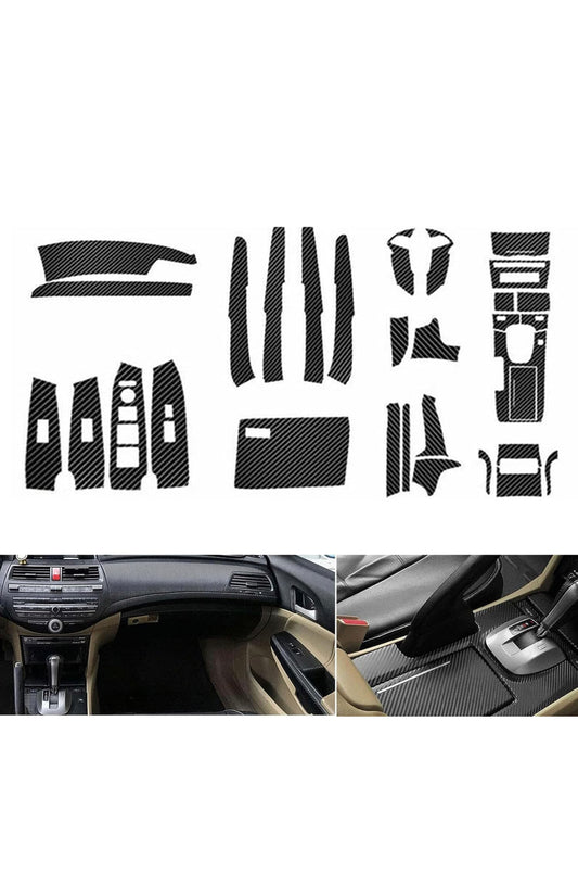 29pc Carbon Fiber Style Decor Interior Kit Center Console Door Window Control Panel Cover Molded Door Lock Switch Trim Compatible with Honda Accord 2008 2009 2010 2011 2012