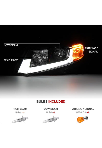For 2012-2015 Honda Civic OLED Neon Tube Black Projector Headlight  Driver & Passenger Side