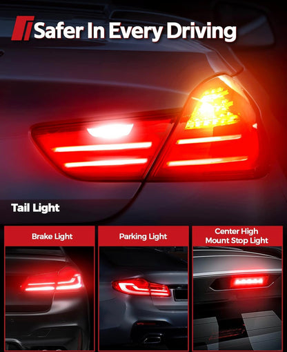 Red LED Tail Lights, Super Bright 3156 3056 3057 4157 4057 3457 Brake LED Bulbs, 3000 Lumens Brake Tail Parking Stop Lights Bulbs, Pack of 2