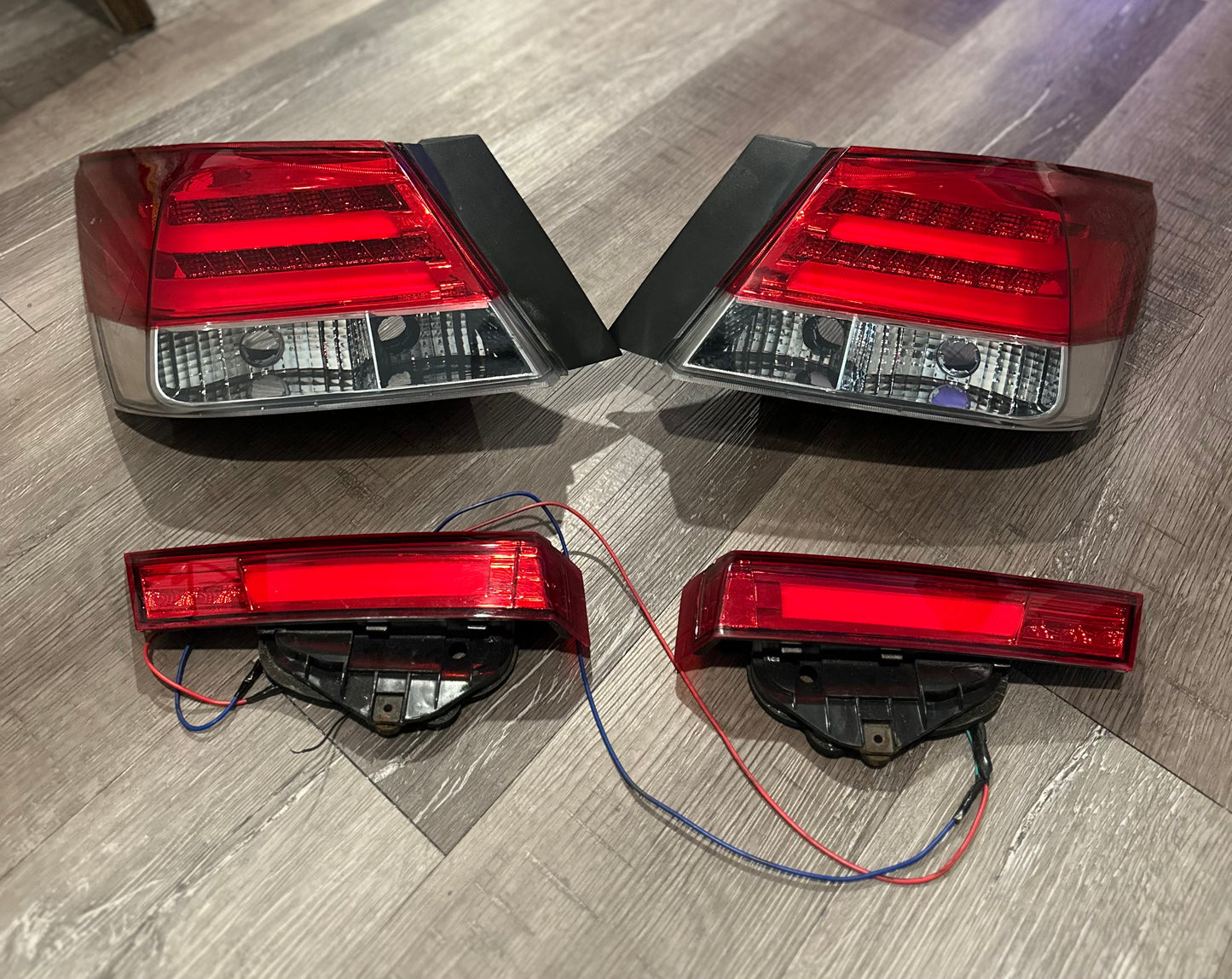 For Honda Accord 2008-2012 Taillights Red/Clear LED Rear Tail Lights Lamps Pair 4pcs